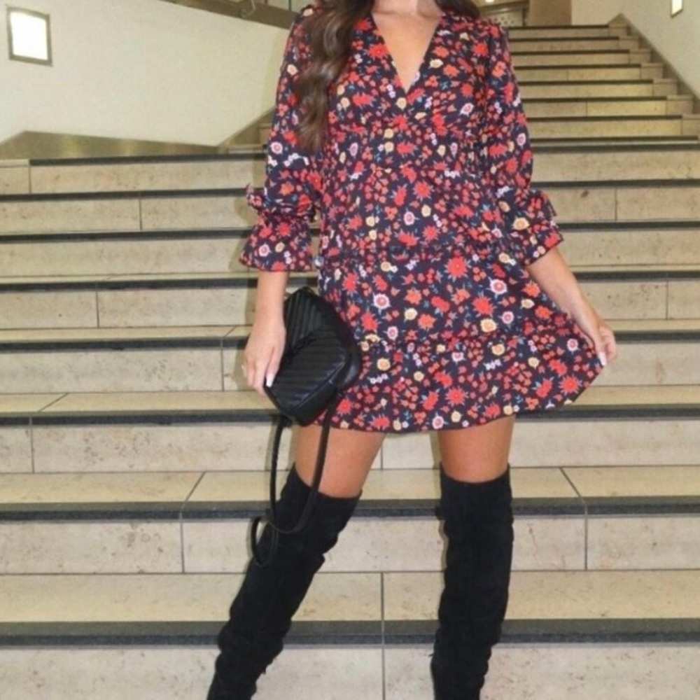 Fabiana Dress, black Floral